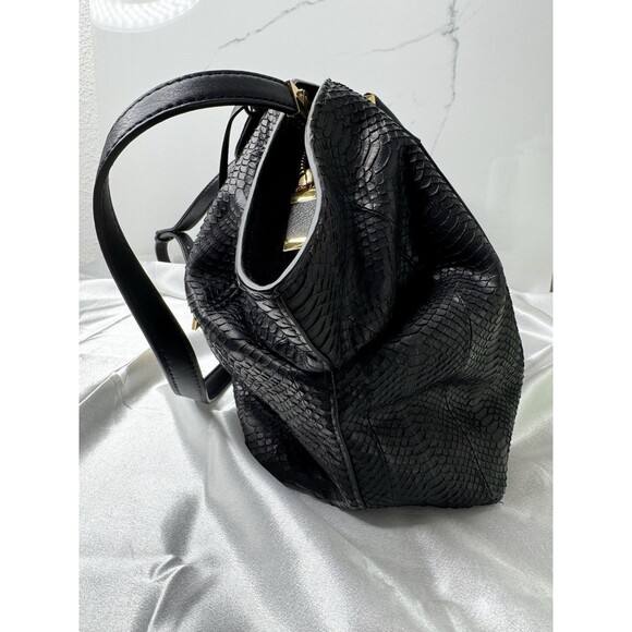 RARE Michael Kors Collection Lexi Black Large EW Satchel Genuine Snake Leather - Picture 11 of 16